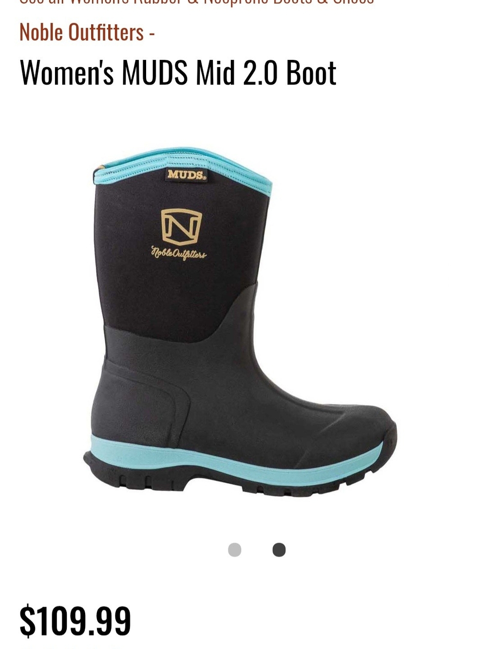 Women's MUDS Mid 2.0 Waterproof Boot - Black with Light Blue Trim